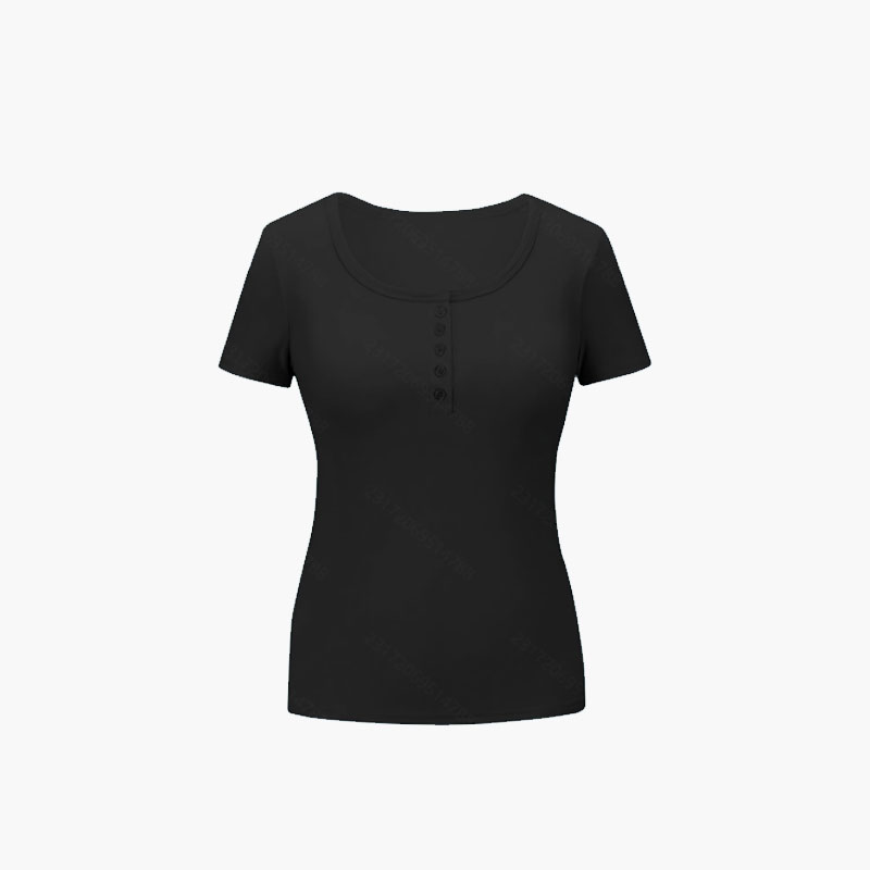 Classic Henley Neck Short Sleeve Top, Comfortable Daily Wear Shirt