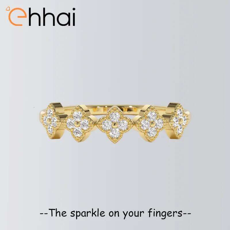 Ehhai Certified Round Moissanite Cr Cluster Rings for Women S925 Sterling Silver Wedding Engagement Ring Fine Jewelry Gifts H260312