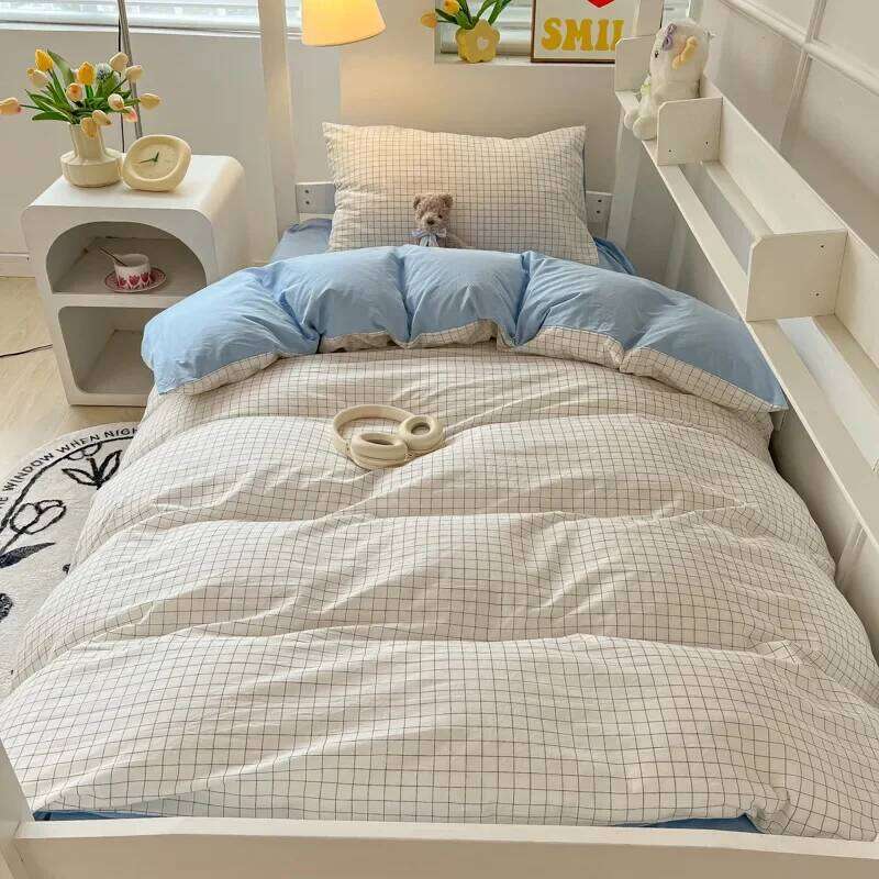 Quality Soft Cotton Duvet Cover Pillowcase Flat Sheet 3pcs Set Home Textiles Bedding Adjustable 0.9-1.2m Bed H260312