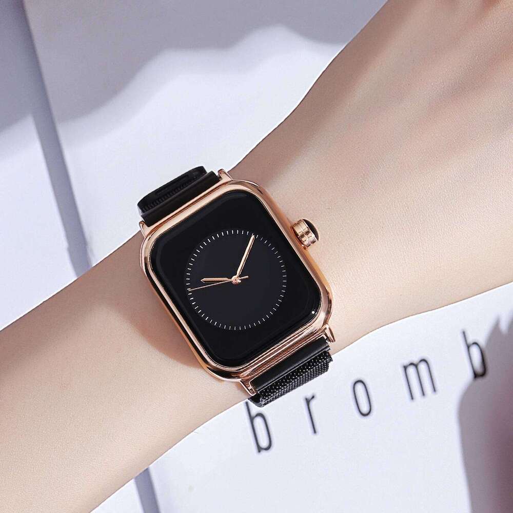 VA VOOM Brand Square Watch Magnet Stainless Steel Mesh With Quartz Movement Rose Gold Minimalist Women Dress Wristwatch
