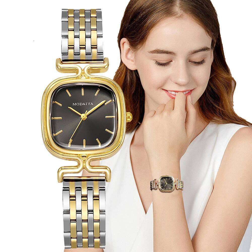 Fashion 2025 Women's Simple Small Square Quartz Watch Luxury Ladies Stainless Steel with Gold Strap Business Clock Wristwatch