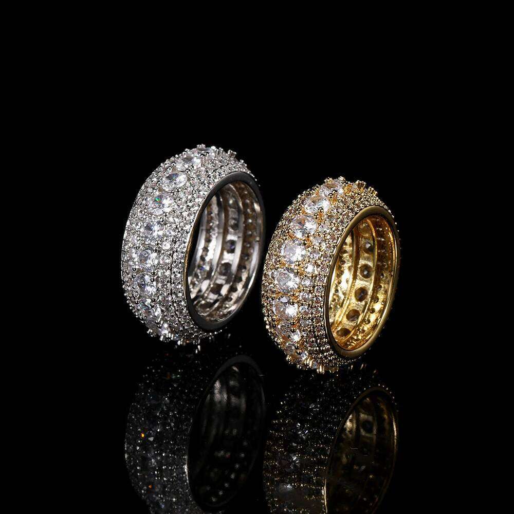 Hip Hop Rapper Rock Quality 5 Row Cubic Zirconia Rings Fashion Jewelry For Women Iced Cuban Ring Drop Shipping H260312