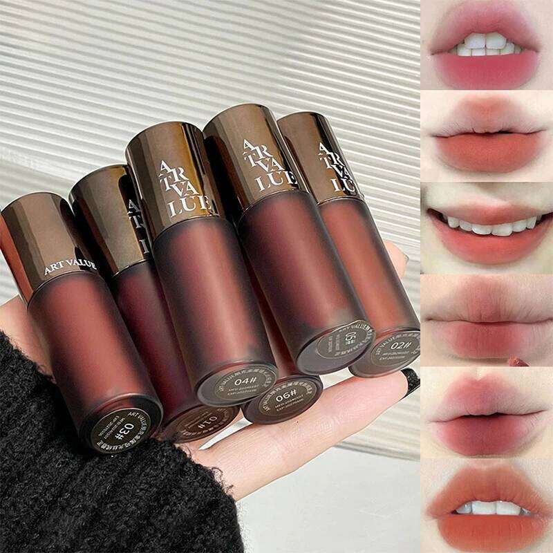Punk metal matte velvet Mud Soft mist white lip glaze Pseudo plain Everything with Girlie Grey powder W260311