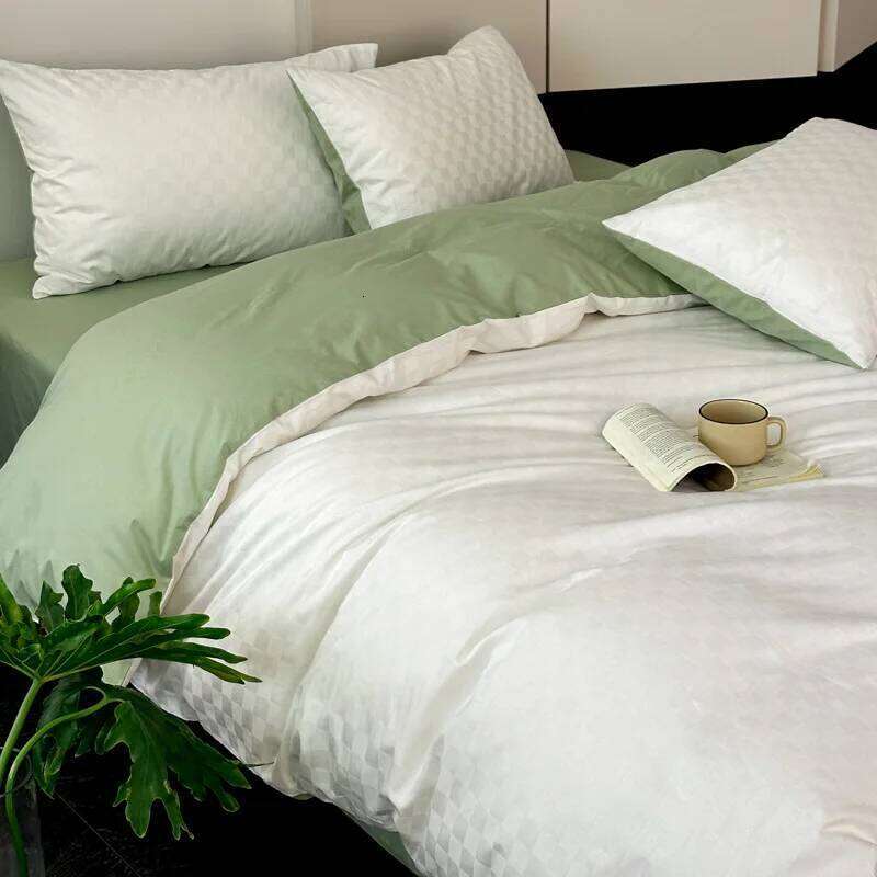 Four Piece Set of All Jacquard Light Pure Cotton Bedding Dormitory Bed Sheets Duvet Covers Hats H260312