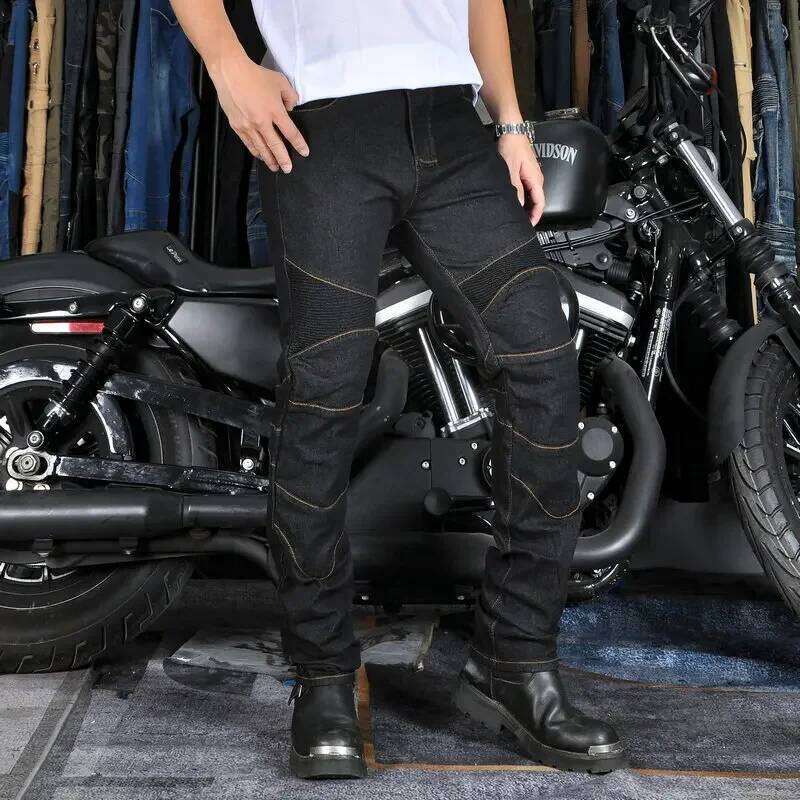 Men's Motorcycle Riding Jeans Pants, Anti-Skid Abrasion Resistant All-Weather Classic Fit Race-Ready Biker Gear 26Y0312