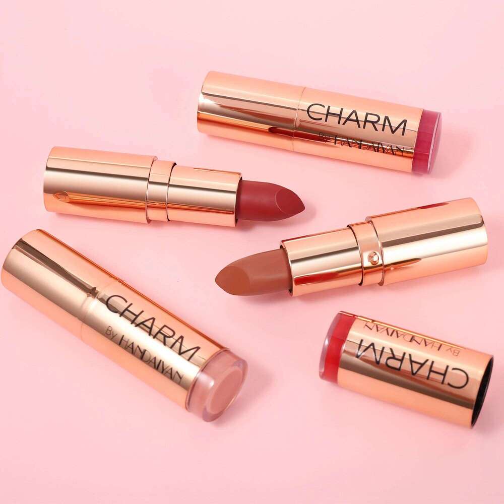 HANDAIYAN 8-Color Golden Tube Evenly Covers Lip Color Waterproof, Easy to Apply Moisturizing Lipstick W260311