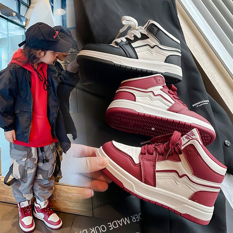 Design Kids Shoes Boys High Top Basketball Sports Shoes Walkfashion Children's Girls Sneakers Toddler Tennis Walking Trainers Sizes 26 - 37 W0102