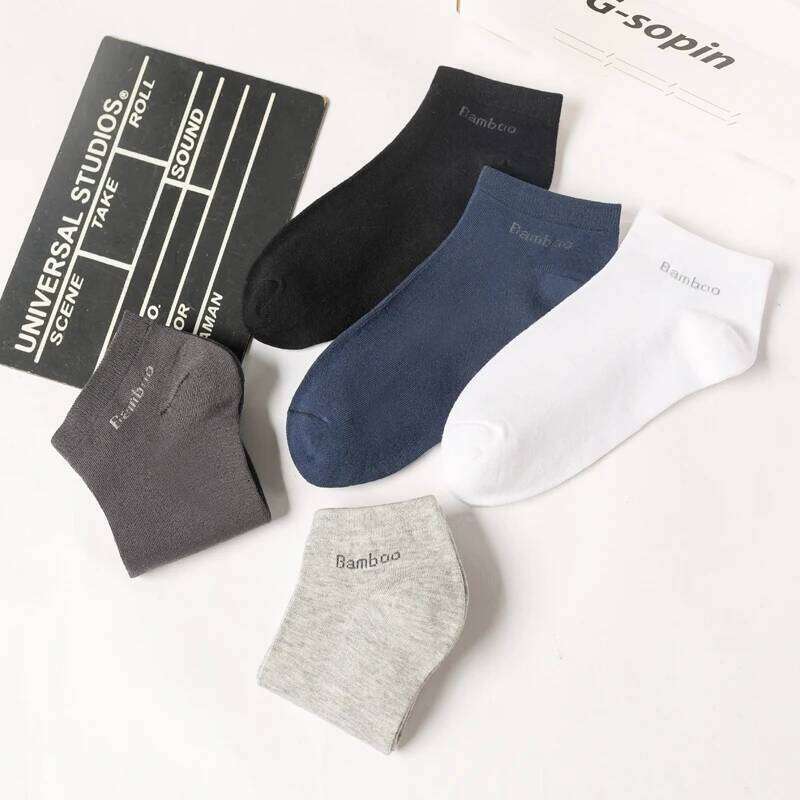 High Quality 10Pairs/Lot Men's Bamboo Fiber Short Casual Breatheable Anti-Bacterial Man Ankle Socks New black busines Z260312