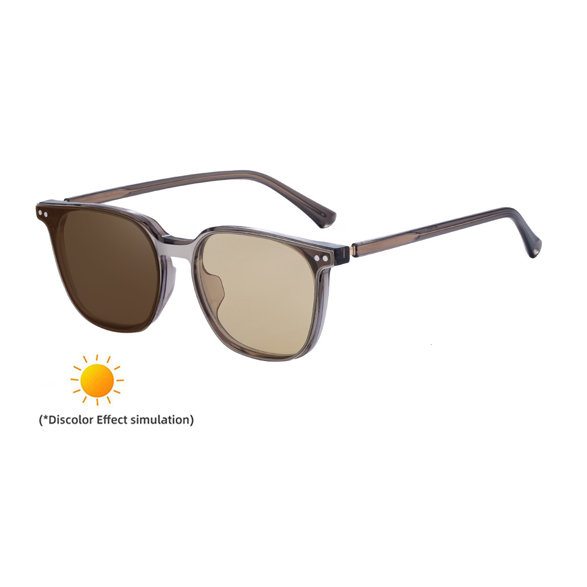 2026 New Fashion Square Frame Photochromic Magnetic Clip-On Trendy Acetate Sunglasses for Men,