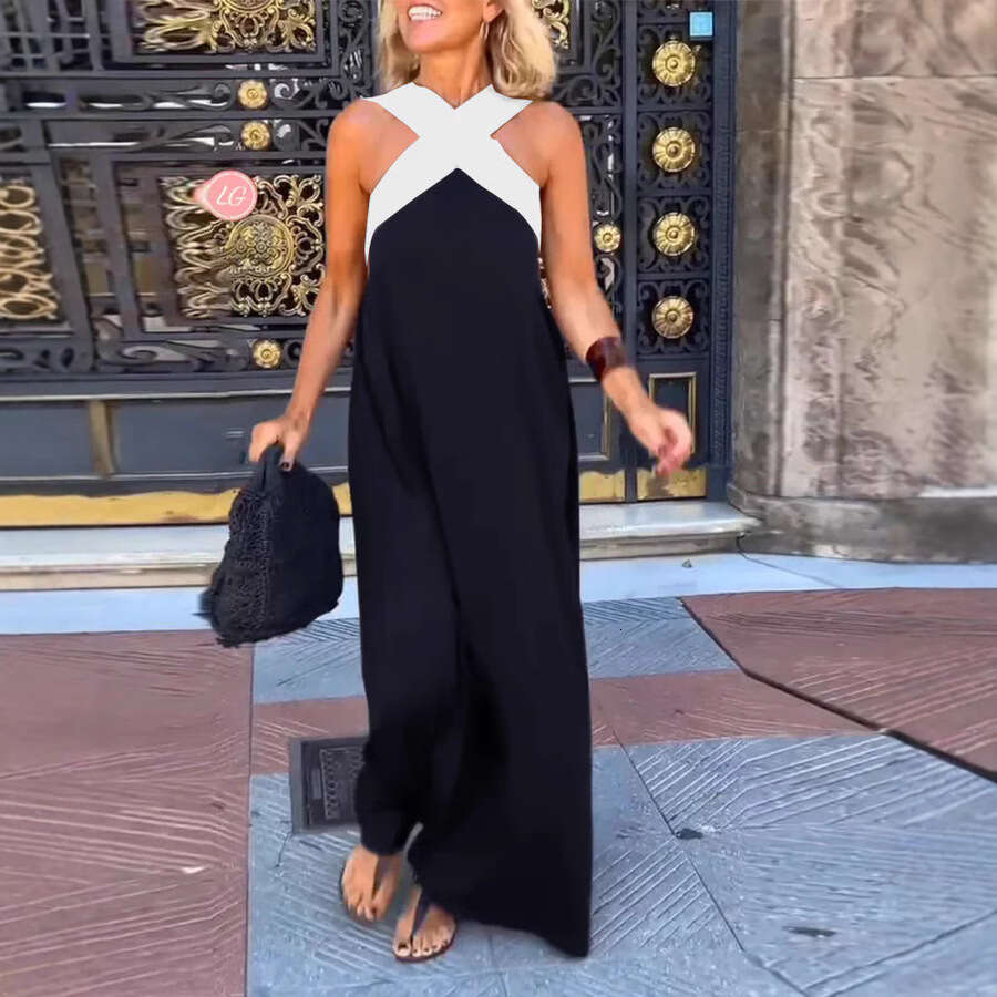 2025 Summer New Cross-Border Women's Clothing Foreign Trade Long Cross Sexy Backless Dress