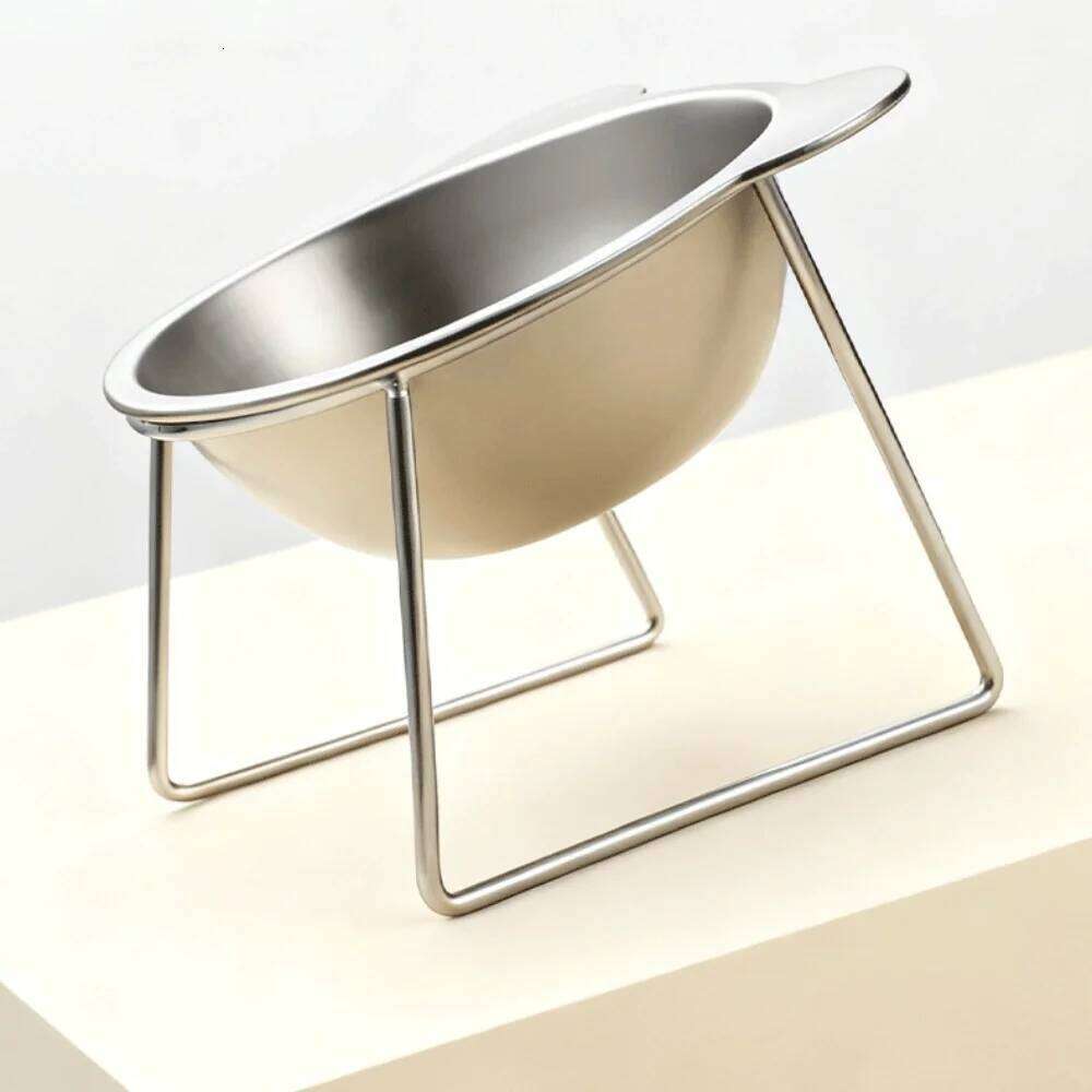304 Stainless Steel Elevated Pet Bowl: Angled Tilted Feeder with Neck Support, Heat-Resistant & Easy-Clean for Crate or Home Use 26Y0312
