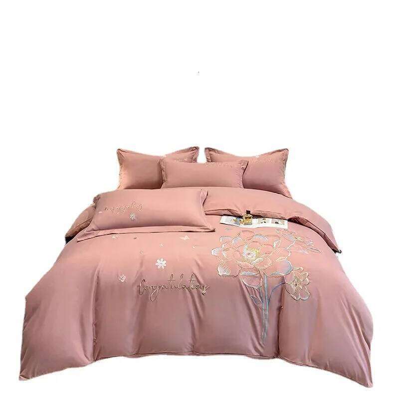 New Class a High Precision Brushed Embroidery Four-Piece Set Pure Cotton Bed Sheet Duvet Cover H260312