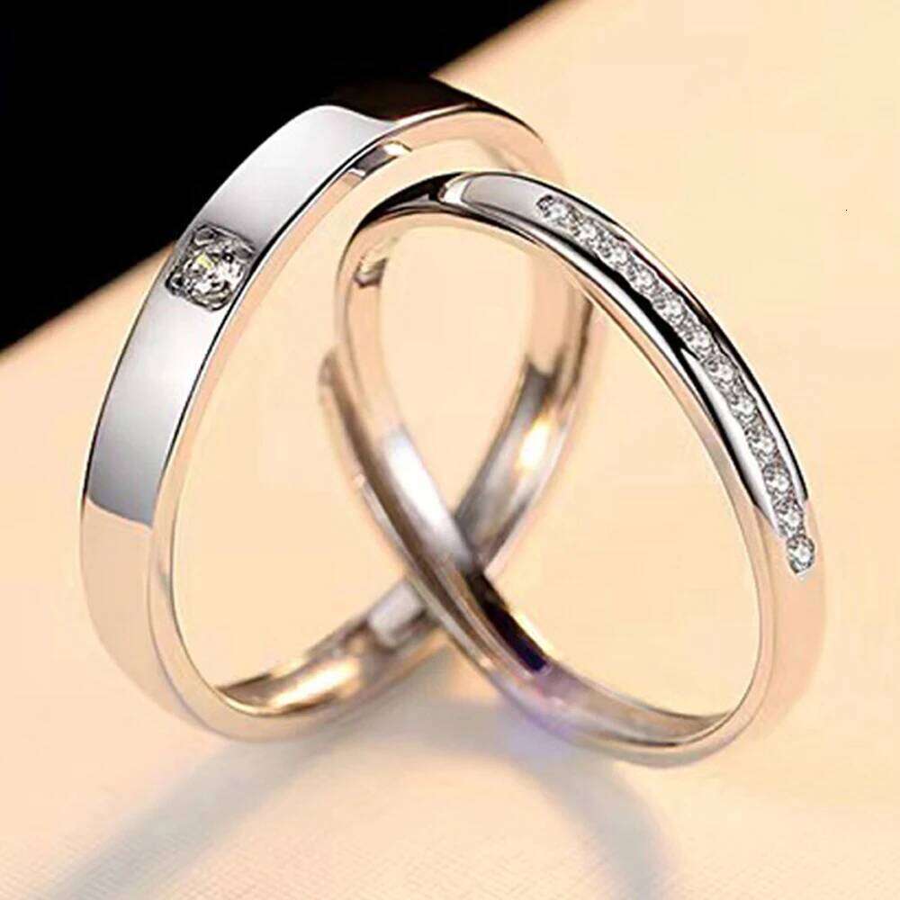 2025 Hot Sale Copper Plated Platinum Adjustable Couple Rings Overlap Opening Finger Jewelry Valentine Gift Drop Shipping W260311