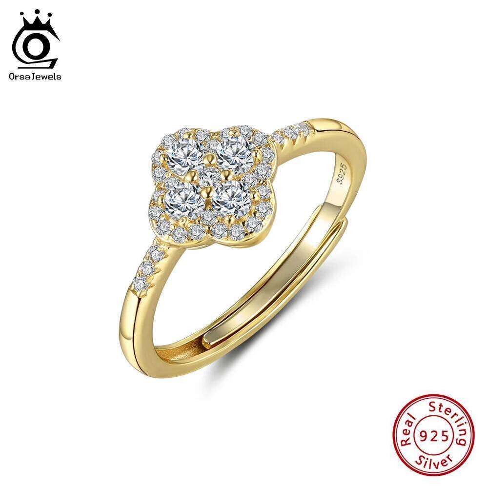 ORSA JEWELS Sparkling 925 Sterling Silver Cr Open Ring With 8A Premium Cubic Zirconia Jewelry for Women Gift LZR43 H260312