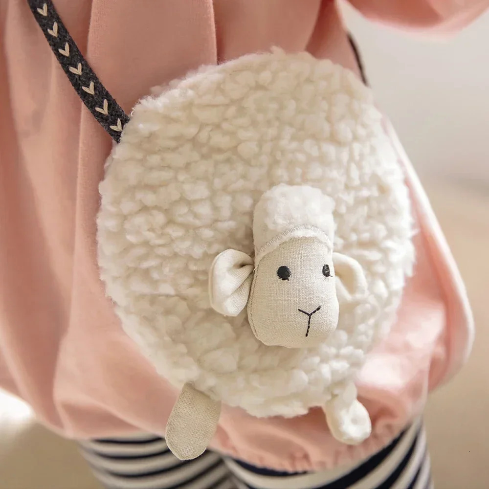 Adorable Sheep Crossbody Bag for Girls Plush Soft Mini Coin Purse Wallet Organizer Cute Toddler Shoulder with Zipper 260311