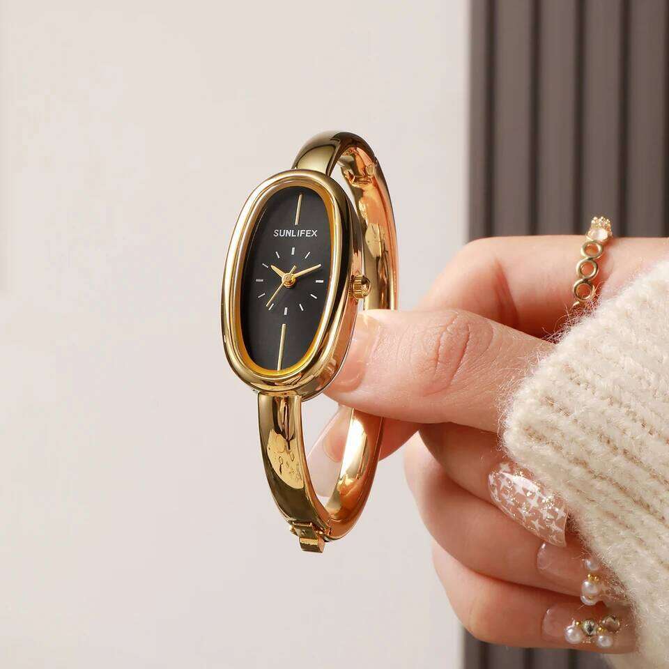 New luxury elegant ladies bracelet simple scale dial oval waterproof women's quartz watch Reloj