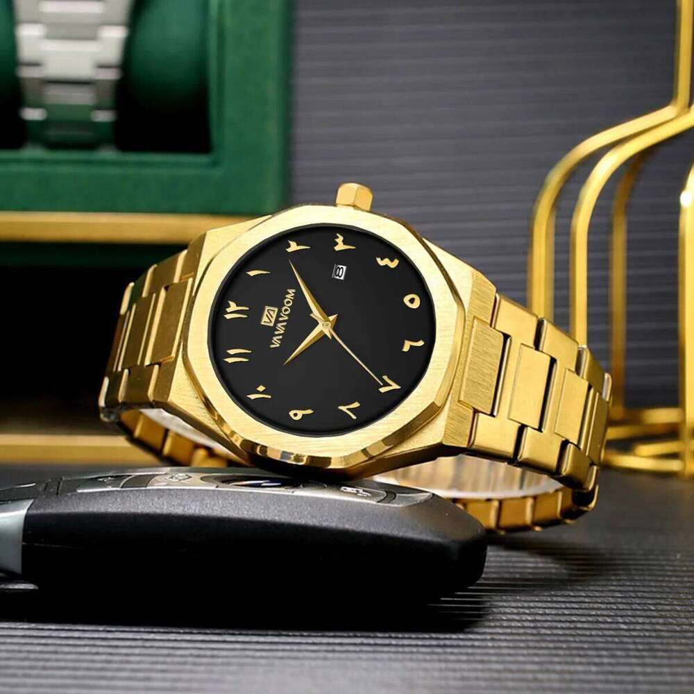 2025 New Men VA VOOM Sport Stainless Steel Fashion Quartz Movement 42mm Black Business Waterproof Calendar Wrist Watch