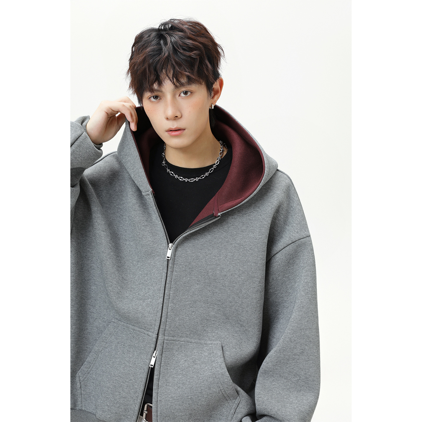 380g Heavyweight Style Color-block Lined Hooded Sweatshirt Designer Hoodie For Men Autumn Sports Hoodie Short Loose Fit Jacket Coat