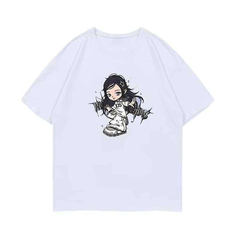 Summer Cotton Oversized Lee Hye-in, Kang Hailin, Mo Ji-hye, Kim Min-ji and Van Ok-shin Same Print T-Shirt by NewJeans Z260312