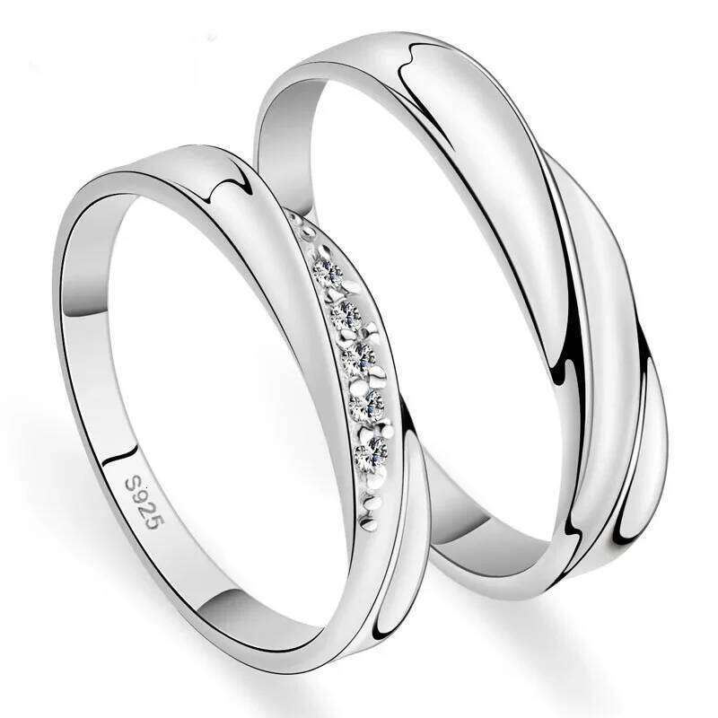 Fashion 925 Sterling Silver Dazzling Mosaic Zircon Couple Finger Rings for Women Men Wedding Lover Jewelry Resizable Ring W260311