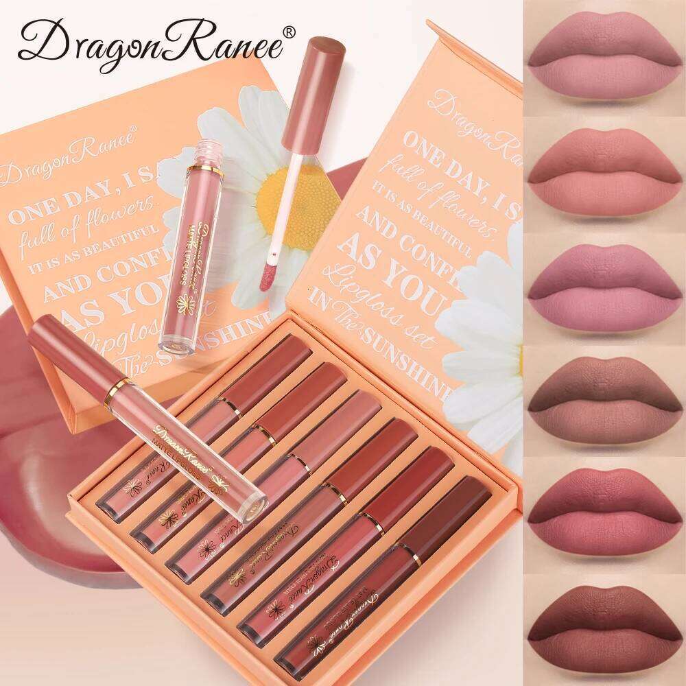Six-Piece Set, Matte Finish, Delicate Easy to Apply, Non-Stick, Waterproof Sweat-Proof, Versatile for Daily Use, Lip Gloss and Lipstick Set W260311
