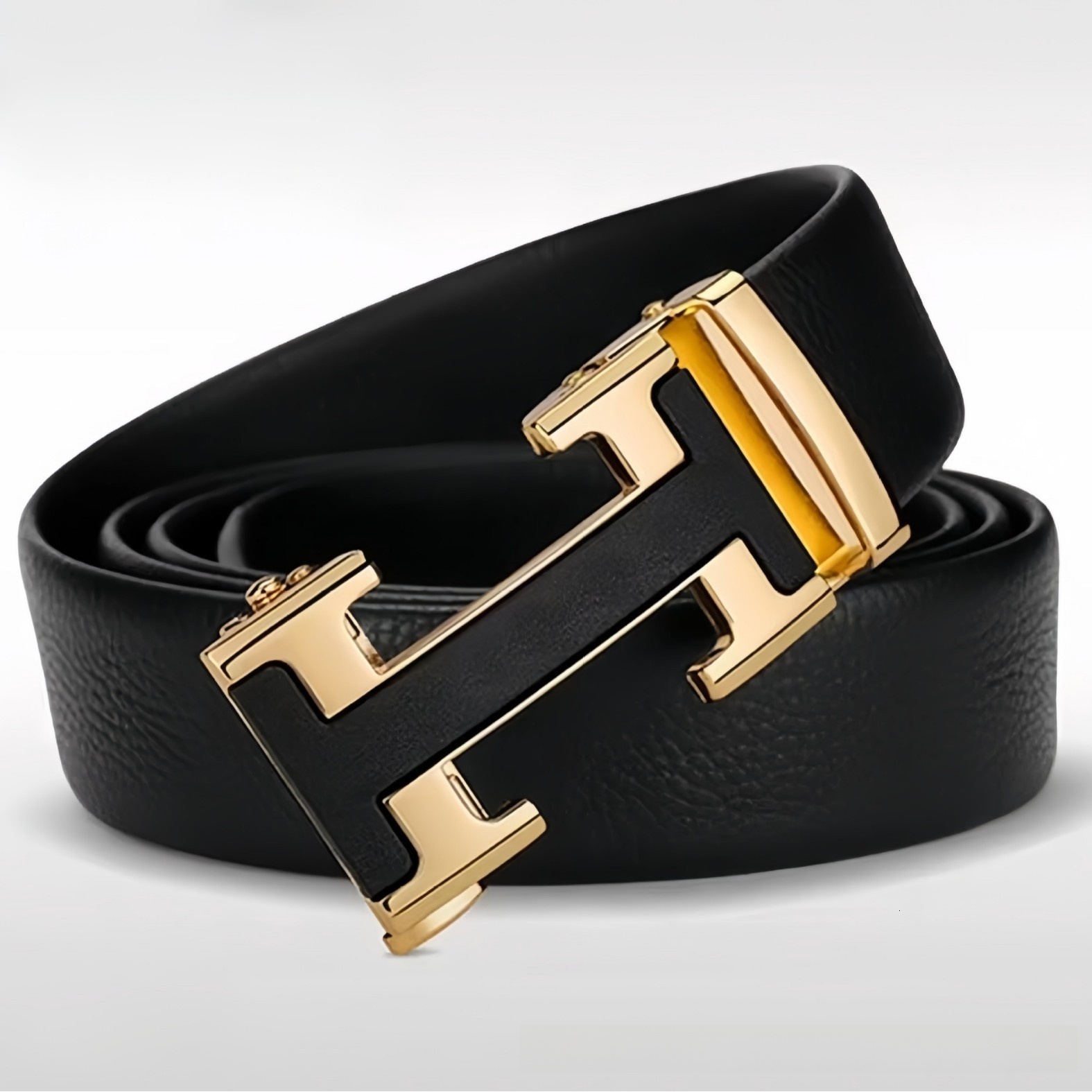 2026 New Designer Luxury Brand Top Cowhide Men's Belt H-shaped Buckle Genuine Leather Automatic Buckle Men's Youth Simple And Fashionable Me