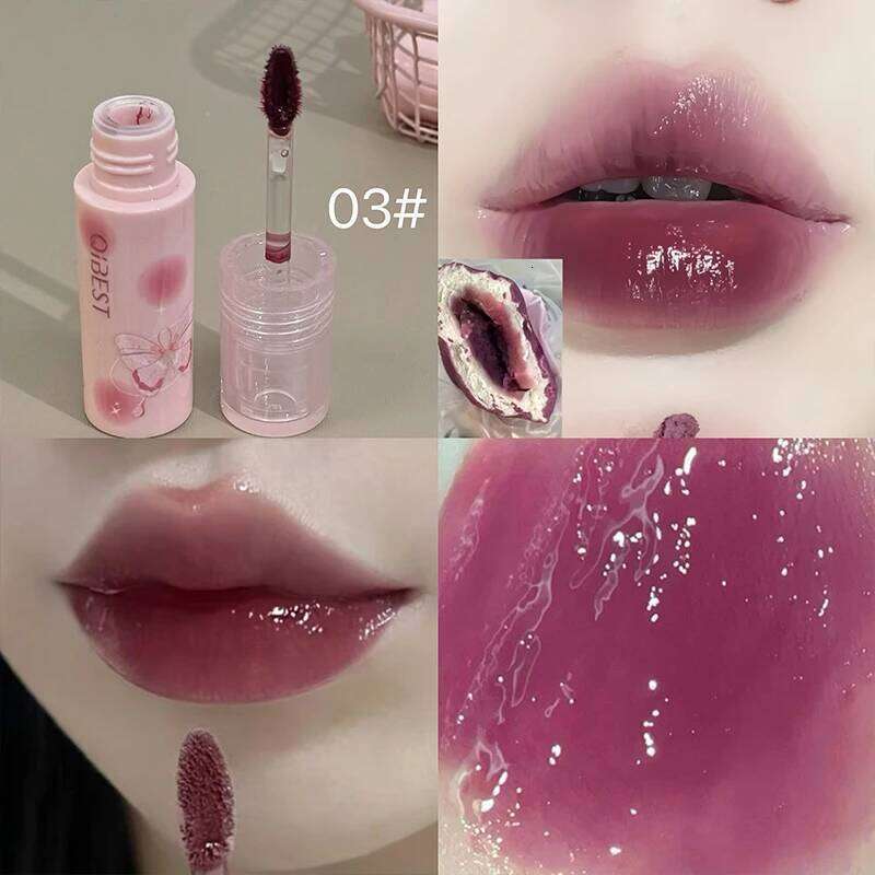 QIBEST Watery Gloss Hydrating Glossy Mirror Glaze Non-Stick Cup Long Lasting Tint Moisturizing Lip Stain Makeup W260311