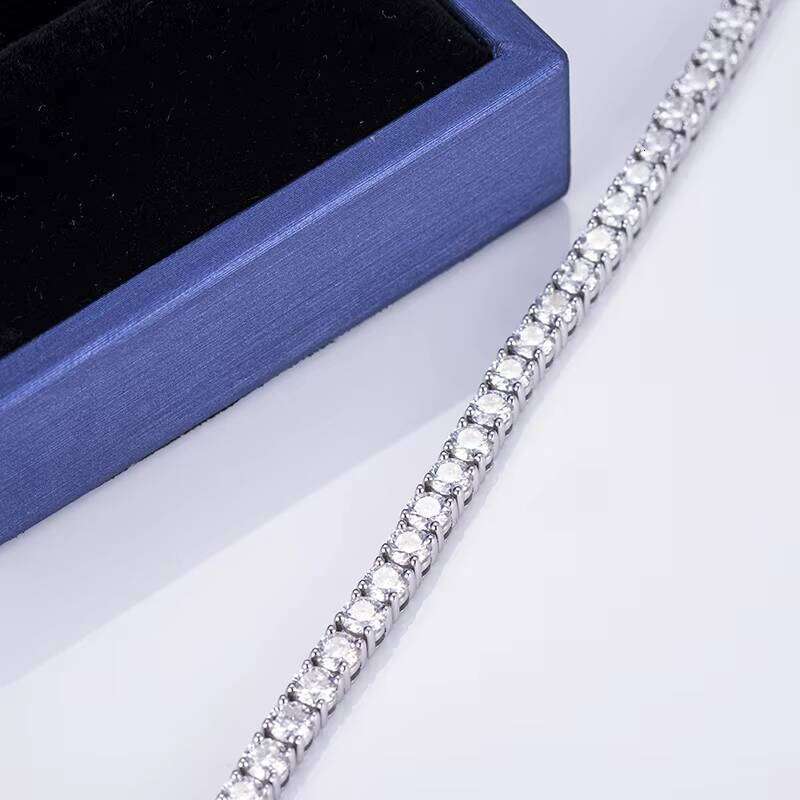 Messi Jewelry MSB-505 14k White Gold Round Cut Silicon Stone Width 2.5mm Tennis Bracelet