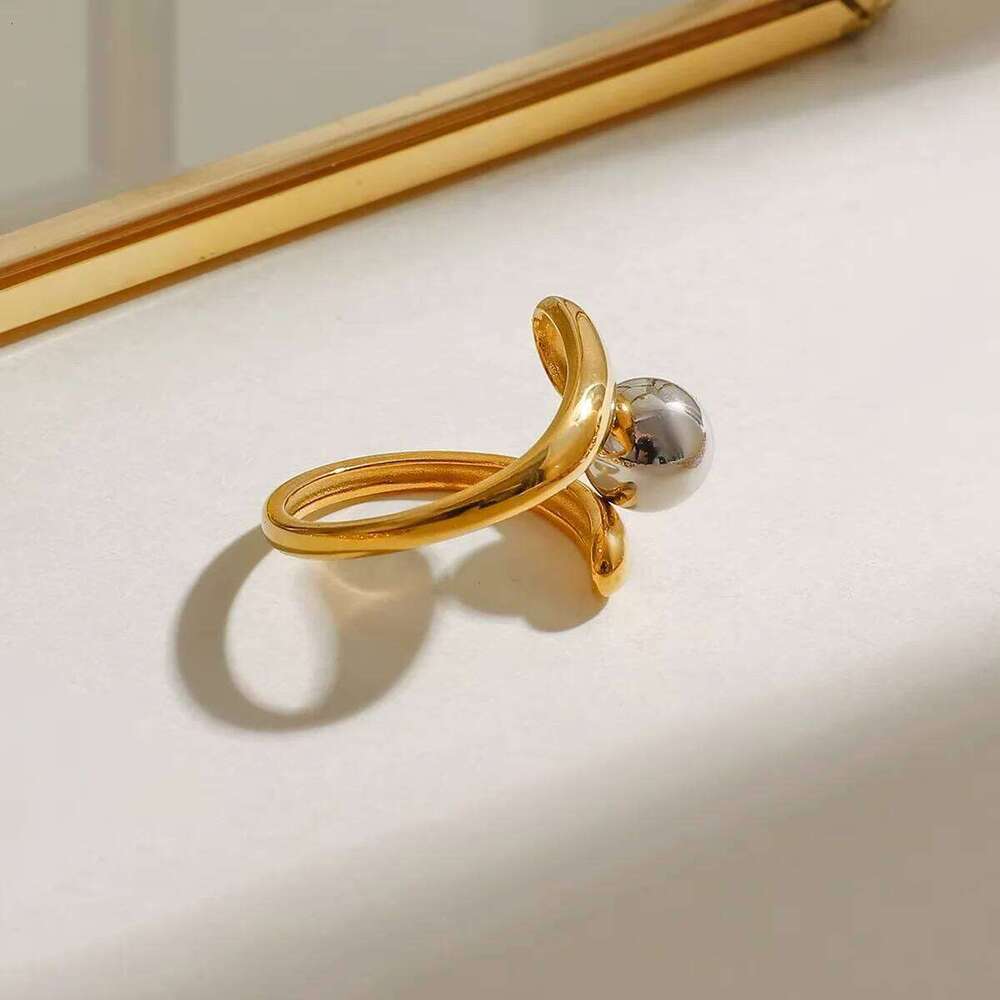 XIANING Trendy Stainless Steel Metal Geometric Hollow Ring for Women 18K Gold Plated Personality Fashion Jewelry H260312