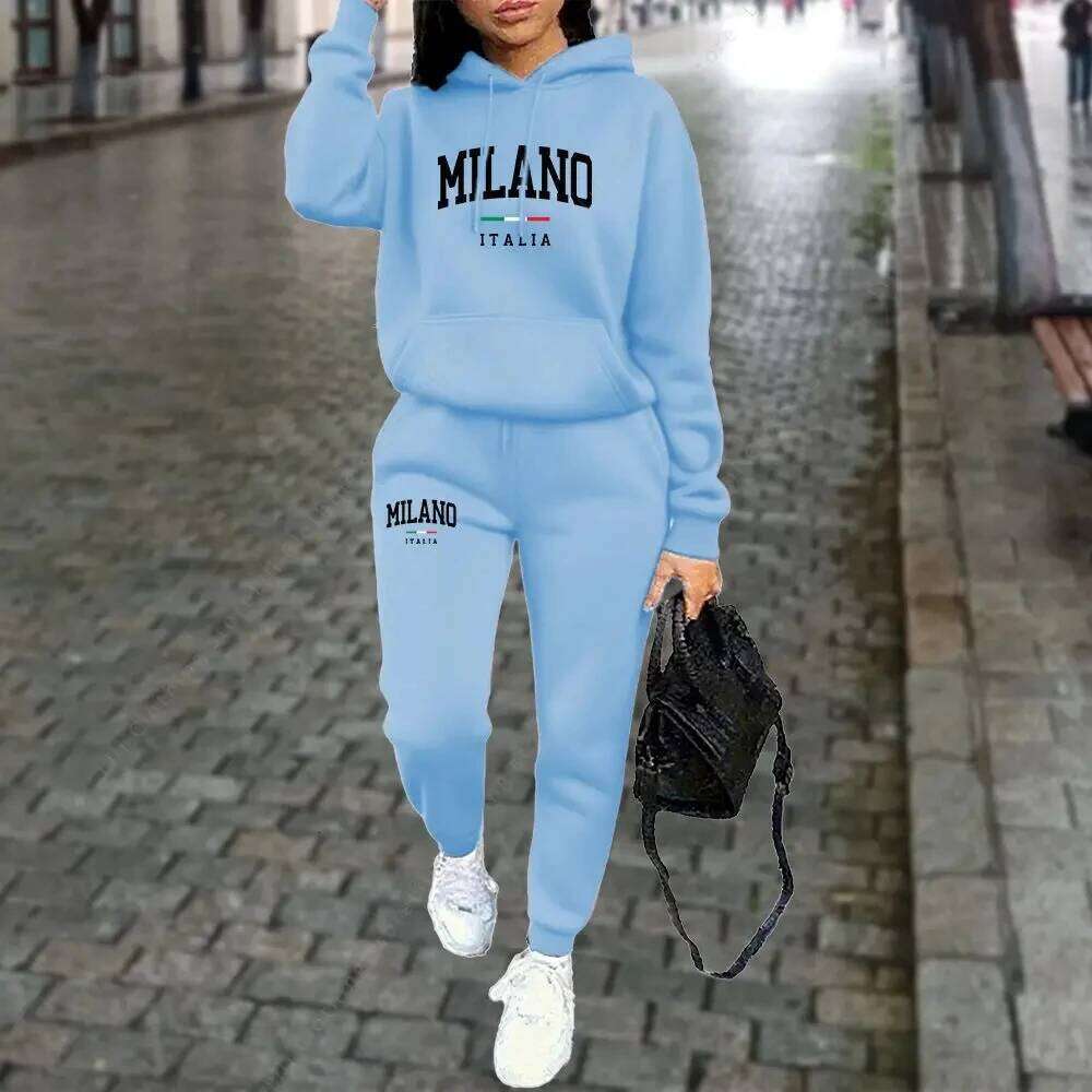 Women's Autumn Sweatshirt Set Comfortable Warm Sporty MILNAO Letter Print Design Casual Fashion Outerwear C260312