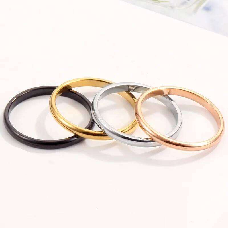 2mm Thin Stackable Stainless Steel Plain Band Knuckle Midi Ring for Women Girl Size 3-12 H260312