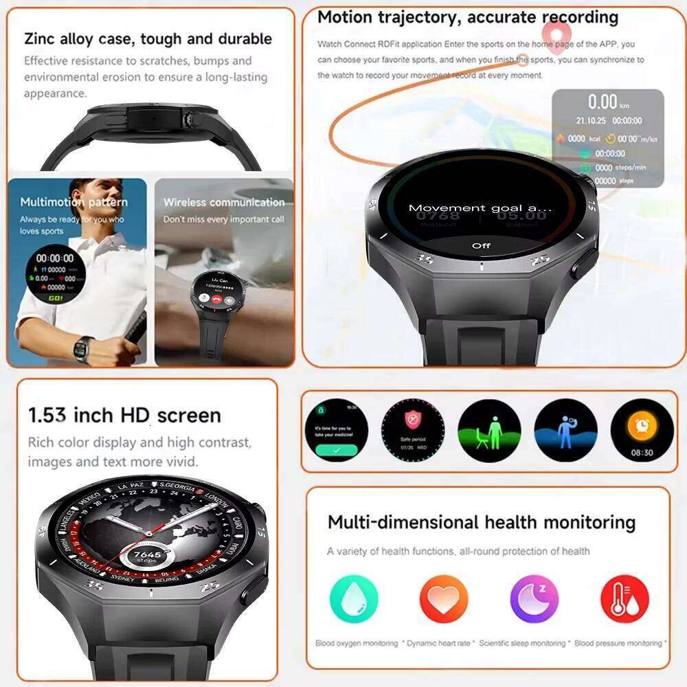 LAXASFIT 2025 New Men's 1.52 HD Screen Bluetooth Talk Heart Rate Monitor Men Women NFC Outdoor Sports Smart Watch