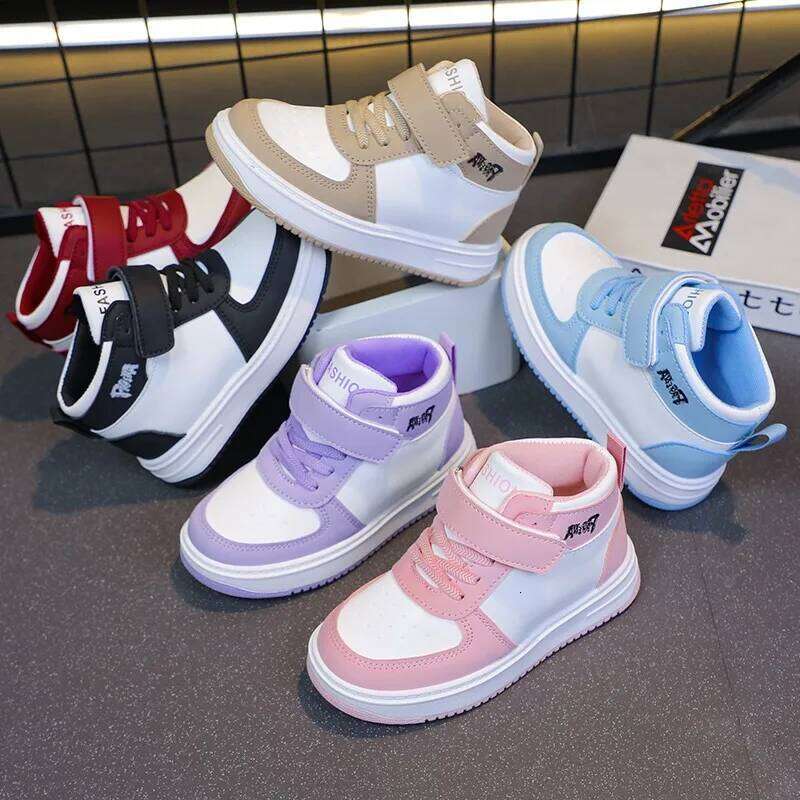 Children's Sports Spring Autumn New Boys Girls Sneakers Classics High Top Soft Breatheable Fashion Kids Basketball Shoes H260312