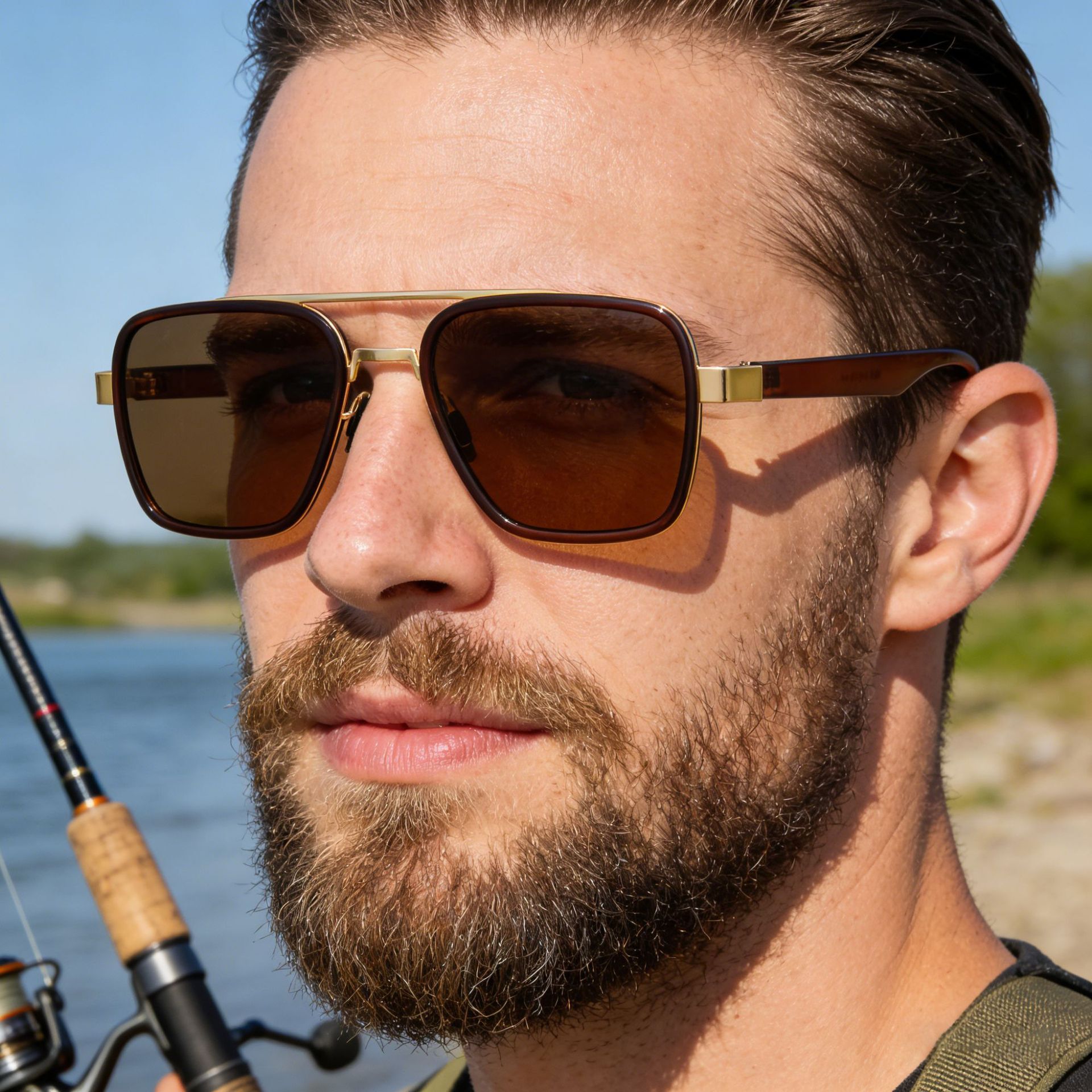 2026 New Fashion Square Frame Polarized Sunglasses for Men Driving Anti-Glare Outdoor Sun Protection Shades