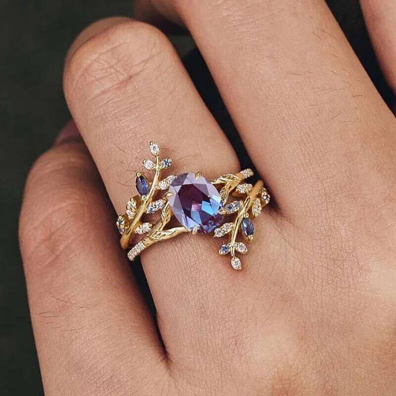 European American new fashion ins style wheat ears branches and leaves shape personalized women's ring H260312