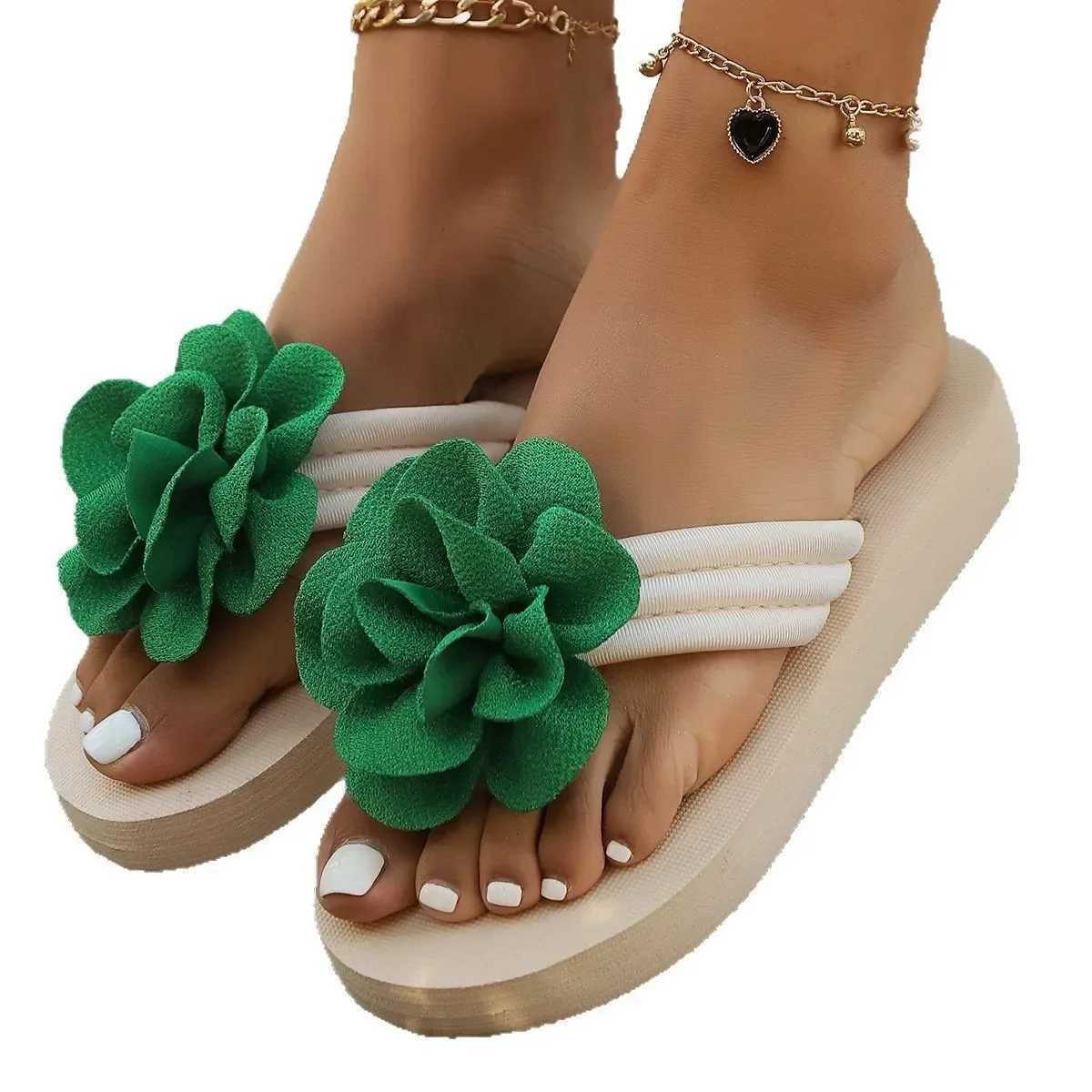 Plus Size Womens Sandals Summer Independent Stand Flip Flops Floral Slippers Thick Bottom Casual Versatile Lightweight Beach Sh K260312
