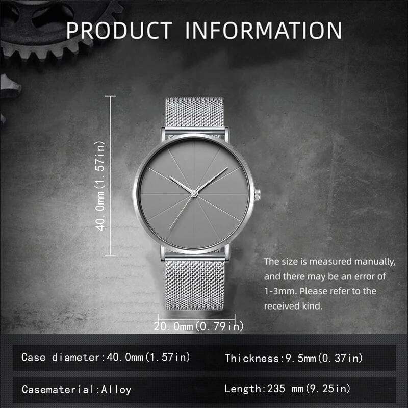 Stylish casual set Simple Silvery lightweight dial Watch Quartz watch and bracelet Christmas gift for men