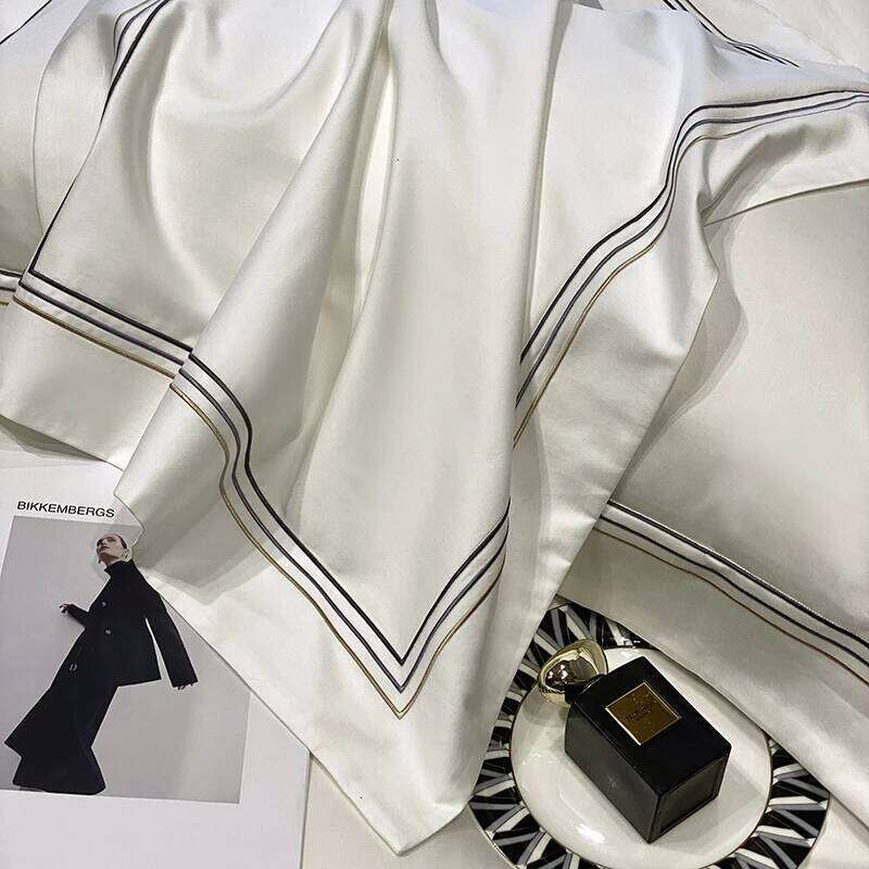 Three-line Embroidery Solid Color 1000TC Egyptian Cotton Bedding Set Duvet Cover Bed Sheet/Fitted Sheet Pillowcases 4Pcs H260312