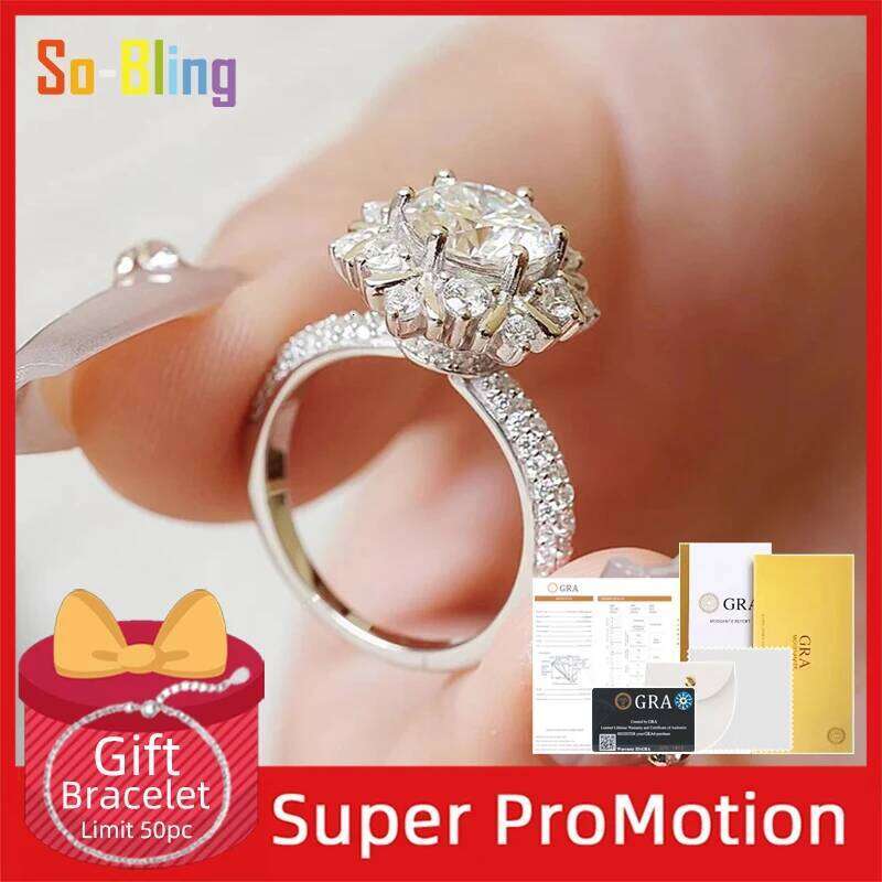 So-Bling 1Carat Moissanite Ring with Gra Certificate 925 Sterling Silver Rings for Women Elegant Fine Party Jewelry H260312