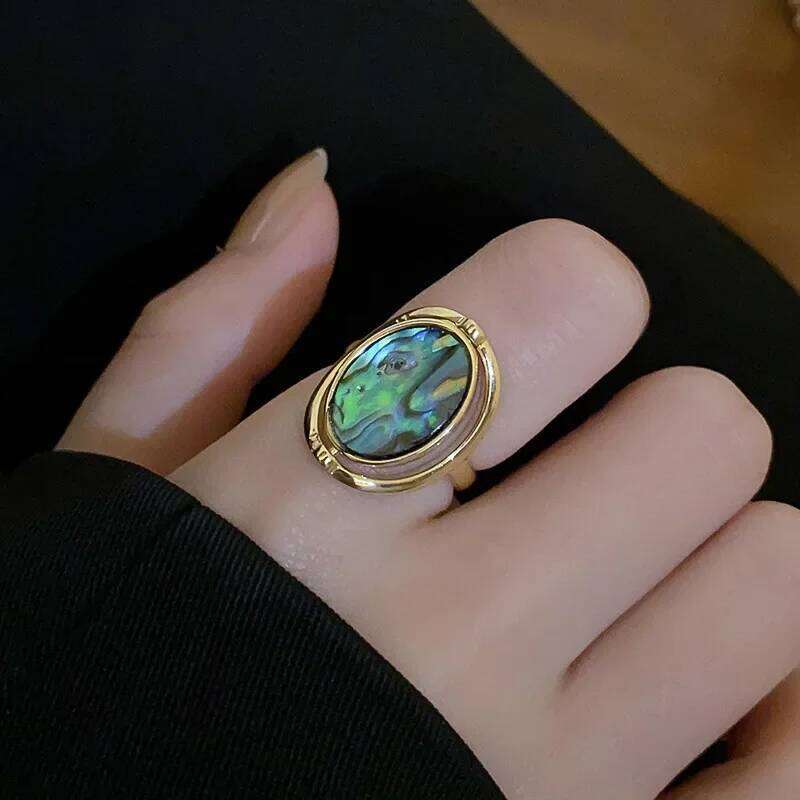Charm Personality Rotatable Double Sided Opal Rings Women Stainless Steel Oval Anillos Indie Statement Jewelry Gifts New 2024 H260312