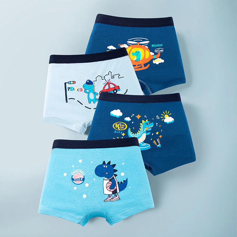 14812 Pcspack Boys Boxer Briefs Kids Cotton Underwear Baby Boy Underpants Teenager Cartoon Print Soft Children Panties 412Y 260311