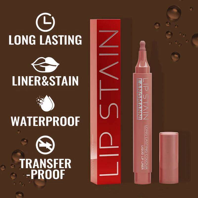 Dark Liquid Dye Liner Pen Waterproof Matte Velvet Lipstick Sexy Red Brown Tint Shape Correction Lip Makeup Women W260311