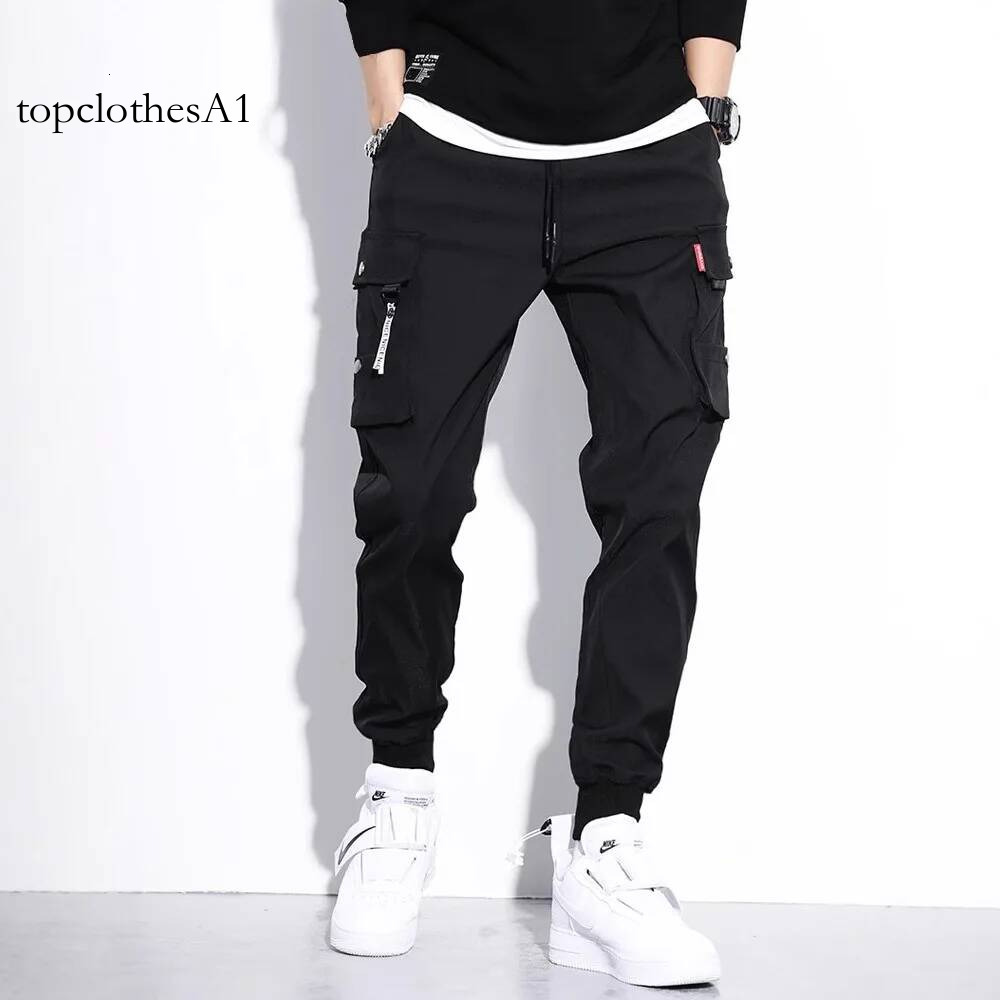 2026 New Trendy Solid Color Multi Flap Pocket Men's Cargo Loose Casual Outdoor Pants, Hombre Work Pants oversized