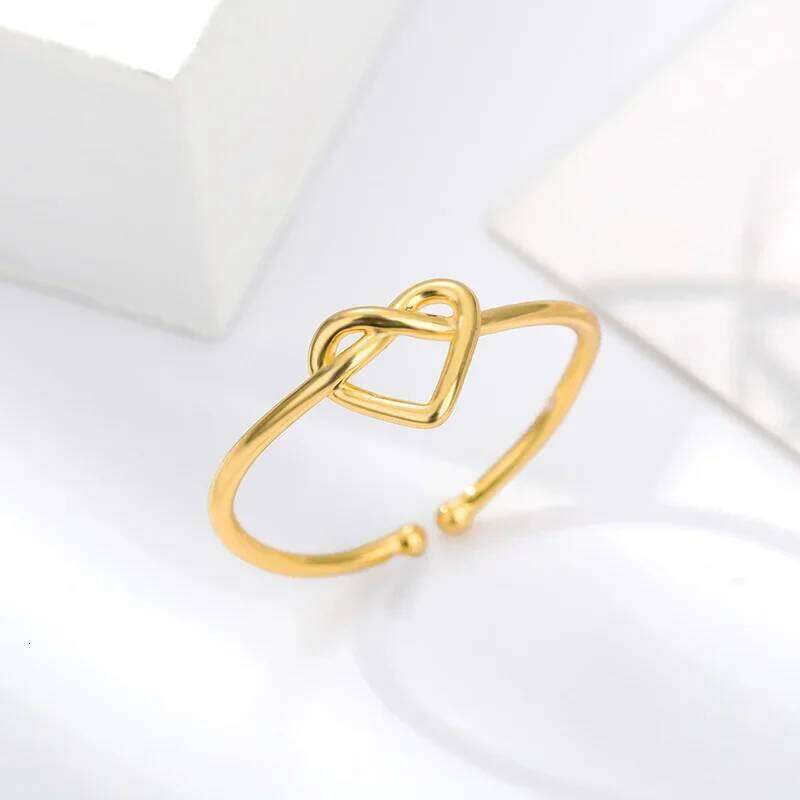 Stainless Steel Rings for Women Gold Color Couple Heart Ring 2024 Trend New Wedding Aesthetic Jewelry anillos mujer H260312