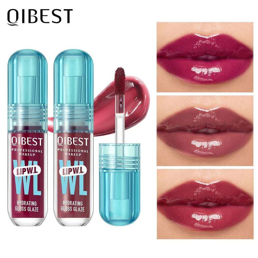 QIBEST Hydrating Crystal Easy to Fade Mirror Water Glazed Glaze Long Lasting Moisturizing Gloss Lip Tint Cosmetics W260311