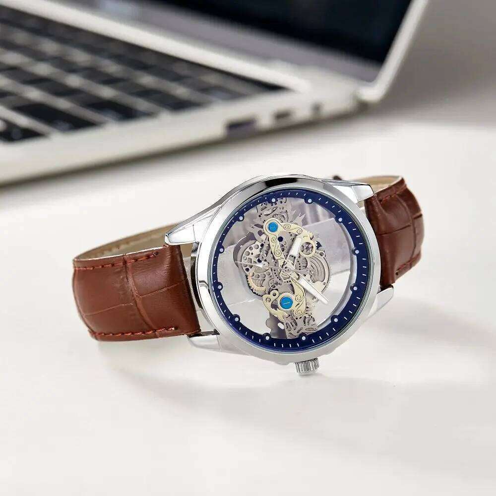 Fashionable casual hollow transparent waterproof night light men's quartz watch relojes para hombres