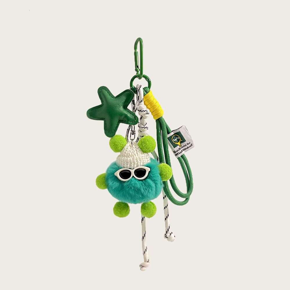 Cute DIY Black Rex Rabbit Fur Small Coal Ball Bag Pendant Plush Doll Backpack Decoration Keychain Gift