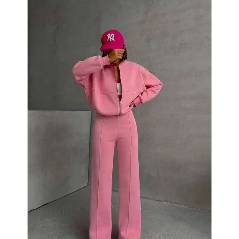 Casual Pants Suit 2025 Autumn Winter Cardigan Sweatshirts Sports Women Fashion Street Long-sleeved Jacket Trousers Two-piece Set C260312