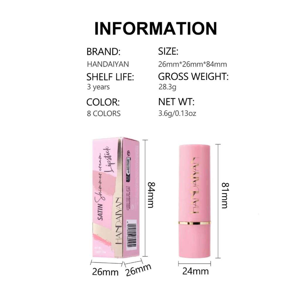 8 Colors Glitter Diamond Lipstick Long Lasting Metallic Purple Pearlescent Pink Brown Sparkle Makeup Cosmetic Waterproof W260311