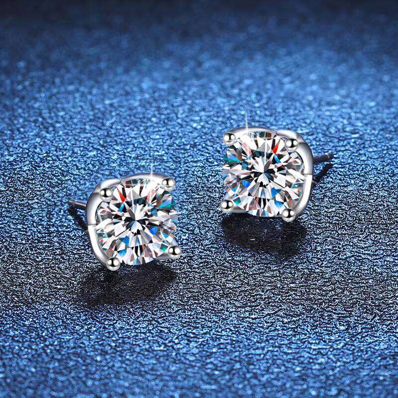 Minimalist Design Pure Sier D Color Four-Prong Sandstone Earrings 1 2 Carat Women's Jewelry